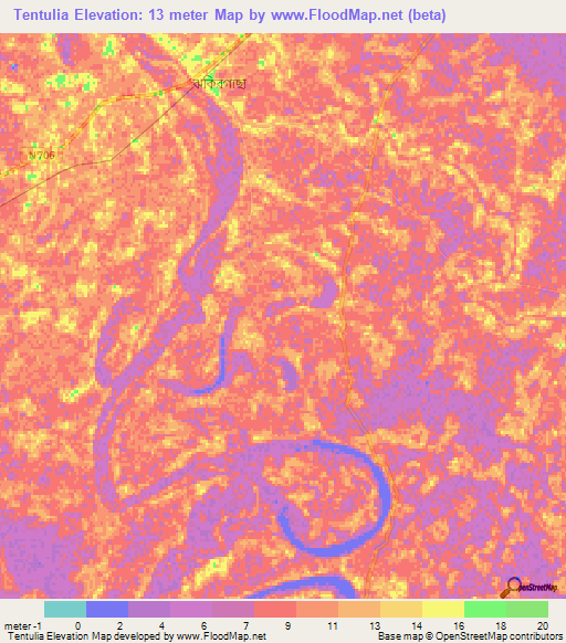 Tentulia,Bangladesh Elevation Map