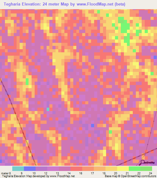 Tegharia,Bangladesh Elevation Map