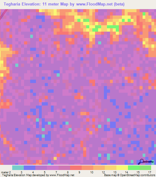 Tegharia,Bangladesh Elevation Map