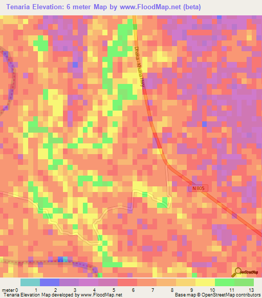 Tenaria,Bangladesh Elevation Map