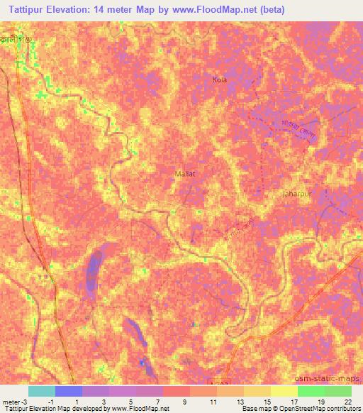 Tattipur,Bangladesh Elevation Map