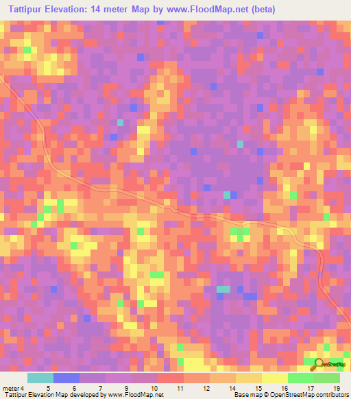 Tattipur,Bangladesh Elevation Map