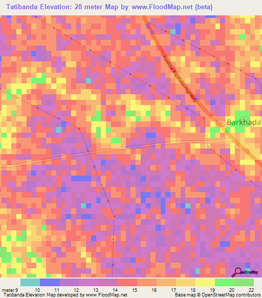 Tatibanda,Bangladesh Elevation Map