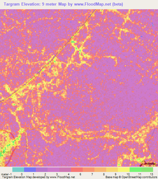 Targram,Bangladesh Elevation Map