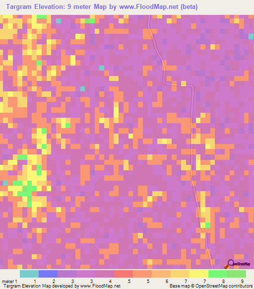 Targram,Bangladesh Elevation Map