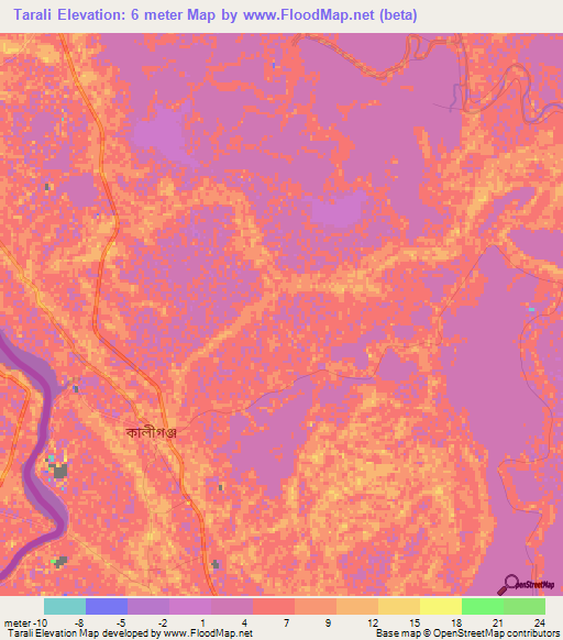 Tarali,Bangladesh Elevation Map