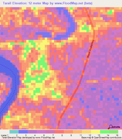 Tarail,Bangladesh Elevation Map