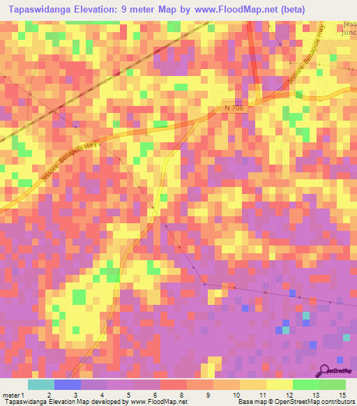 Tapaswidanga,Bangladesh Elevation Map