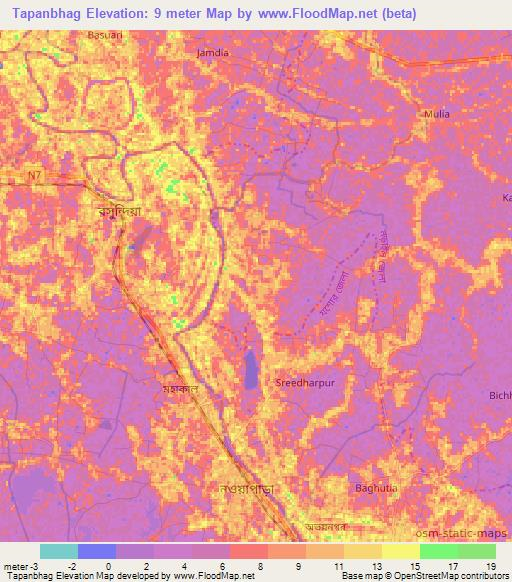 Tapanbhag,Bangladesh Elevation Map