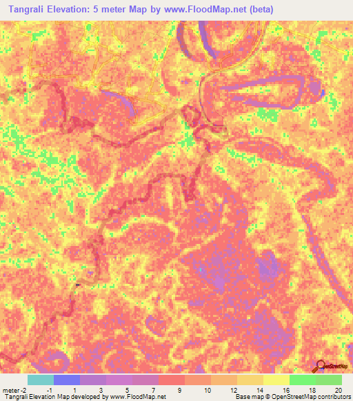 Tangrali,Bangladesh Elevation Map