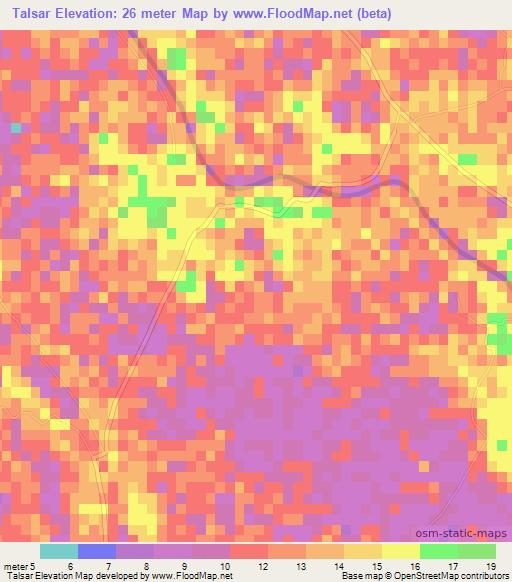 Talsar,Bangladesh Elevation Map