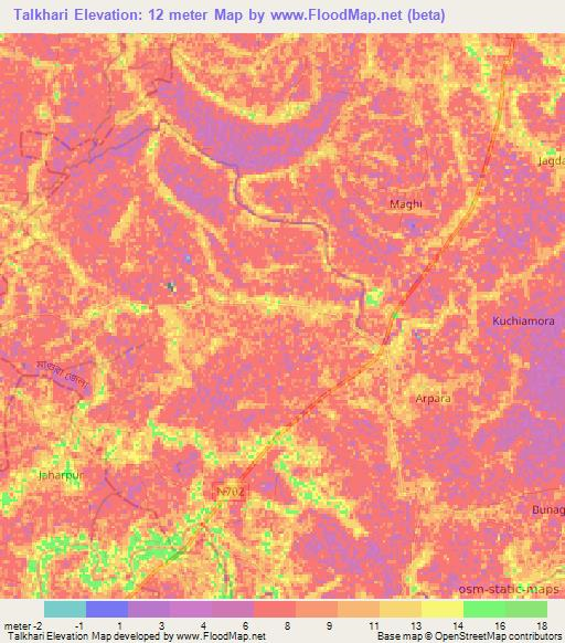 Talkhari,Bangladesh Elevation Map