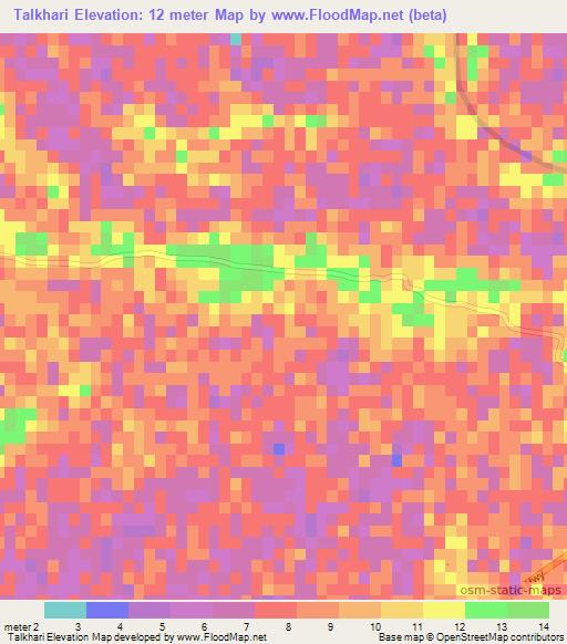 Talkhari,Bangladesh Elevation Map