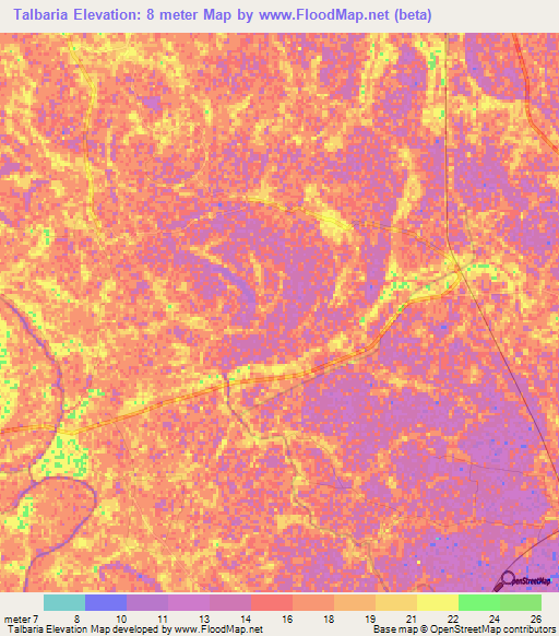 Talbaria,Bangladesh Elevation Map