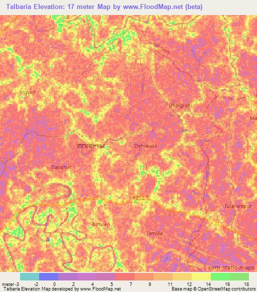 Talbaria,Bangladesh Elevation Map