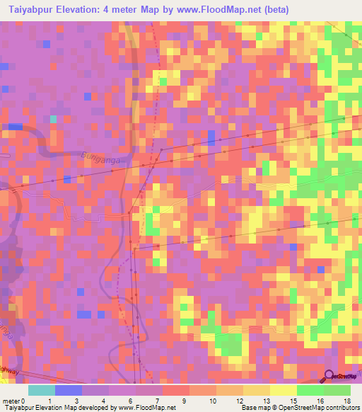 Taiyabpur,Bangladesh Elevation Map