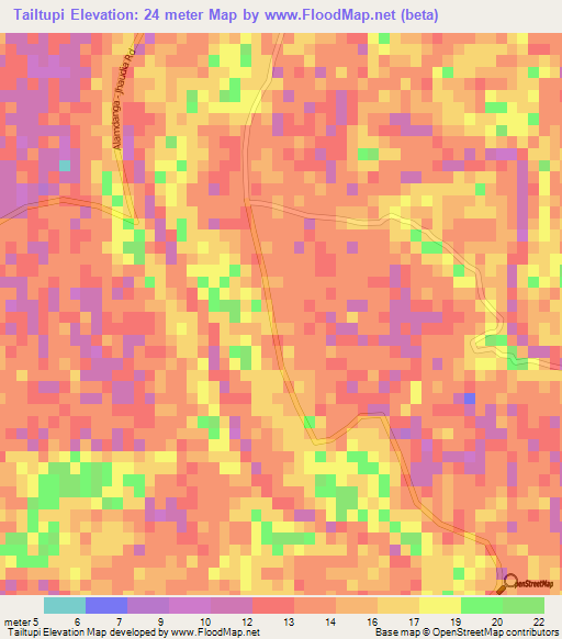 Tailtupi,Bangladesh Elevation Map