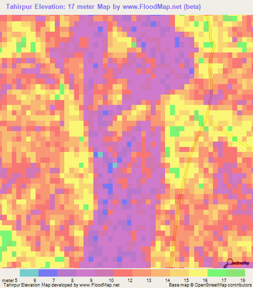 Tahirpur,Bangladesh Elevation Map