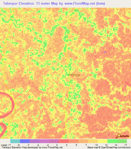 Taherpur,Bangladesh Elevation Map