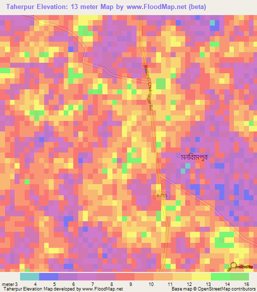 Taherpur,Bangladesh Elevation Map