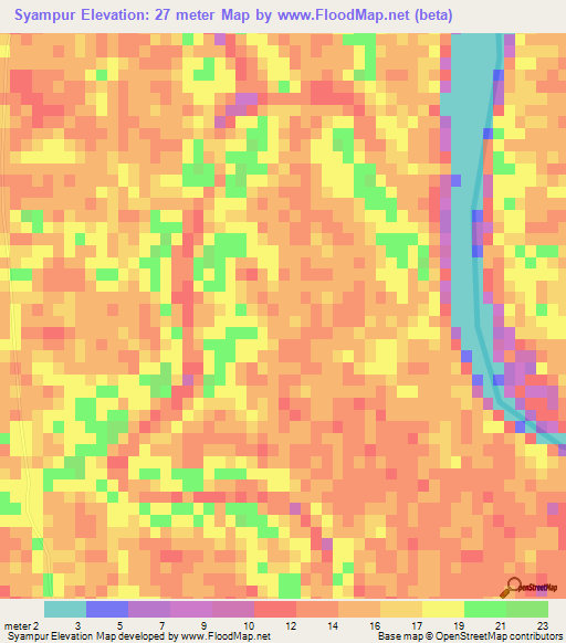 Syampur,Bangladesh Elevation Map