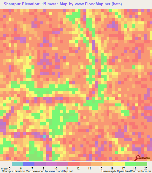 Shampur,Bangladesh Elevation Map