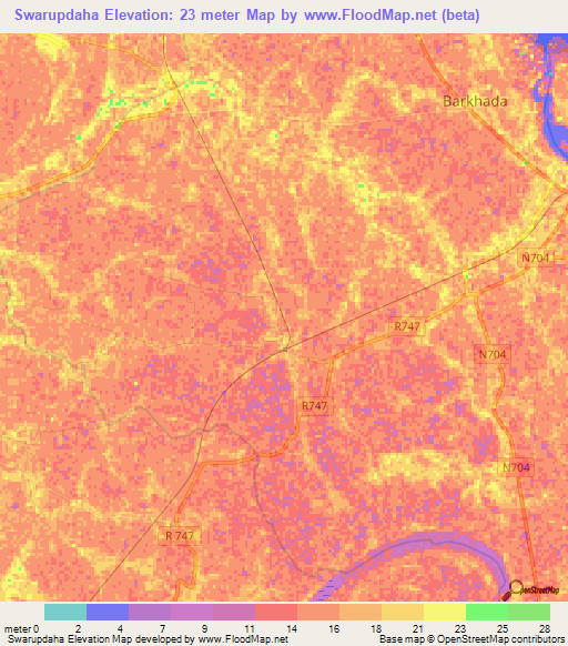 Swarupdaha,Bangladesh Elevation Map