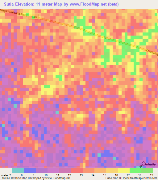 Sutia,Bangladesh Elevation Map