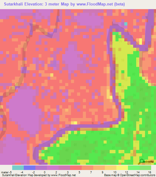 Sutarkhali,Bangladesh Elevation Map