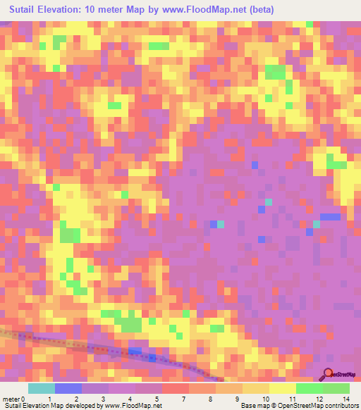 Sutail,Bangladesh Elevation Map