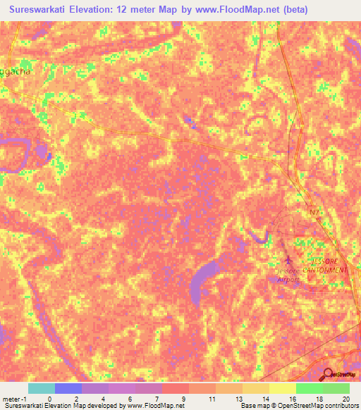 Sureswarkati,Bangladesh Elevation Map