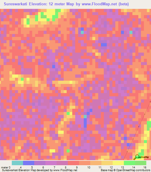 Sureswarkati,Bangladesh Elevation Map