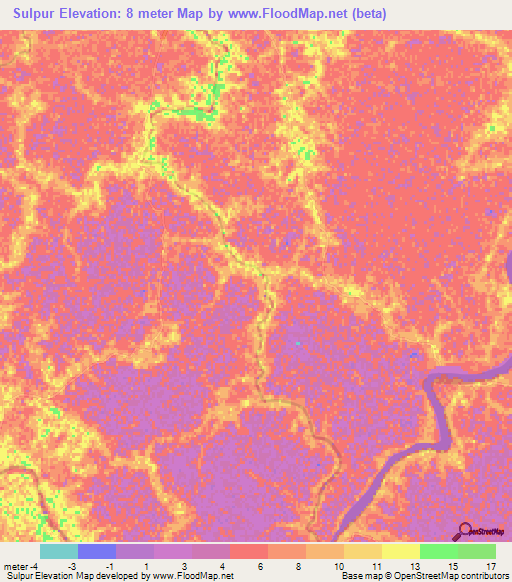 Sulpur,Bangladesh Elevation Map