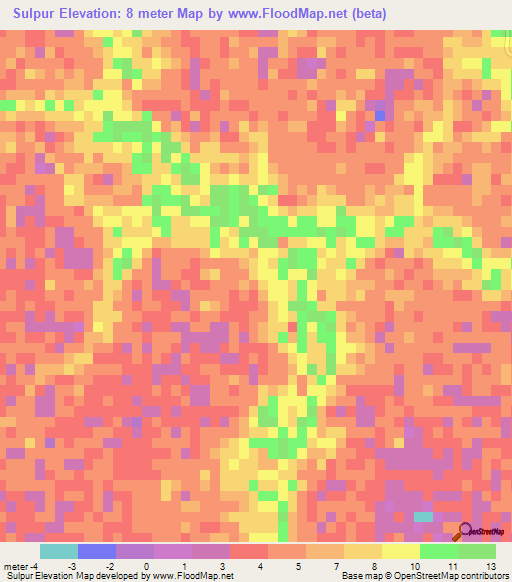 Sulpur,Bangladesh Elevation Map