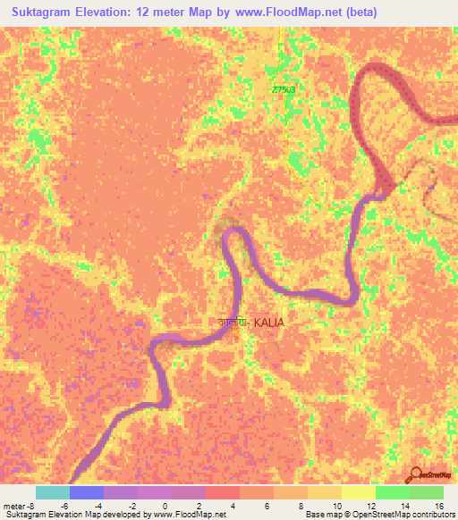 Suktagram,Bangladesh Elevation Map