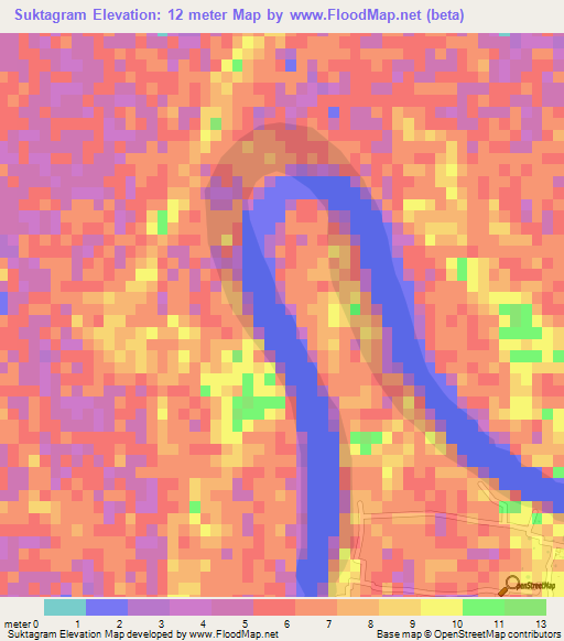 Suktagram,Bangladesh Elevation Map