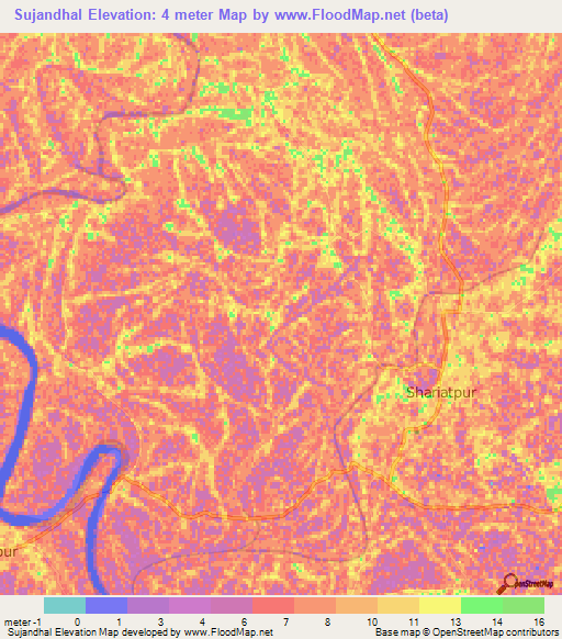 Sujandhal,Bangladesh Elevation Map