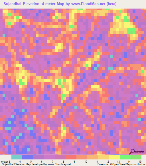 Sujandhal,Bangladesh Elevation Map