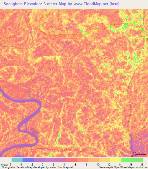 Snanghata,Bangladesh Elevation Map