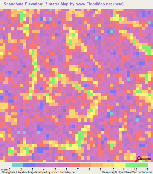 Snanghata,Bangladesh Elevation Map