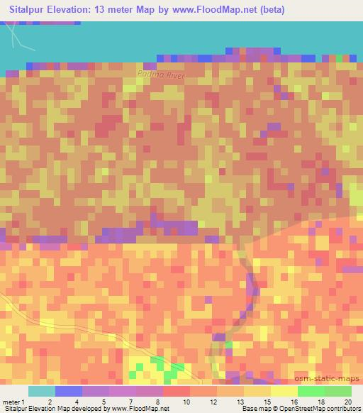 Sitalpur,Bangladesh Elevation Map