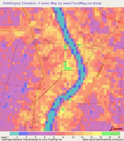 Siddhirganj,Bangladesh Elevation Map