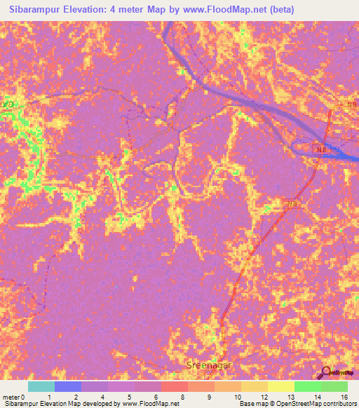 Sibarampur,Bangladesh Elevation Map