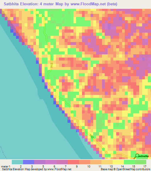 Satbhita,Bangladesh Elevation Map