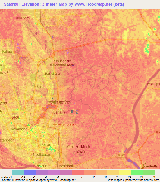 Satarkul,Bangladesh Elevation Map