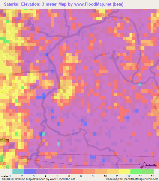 Satarkul,Bangladesh Elevation Map