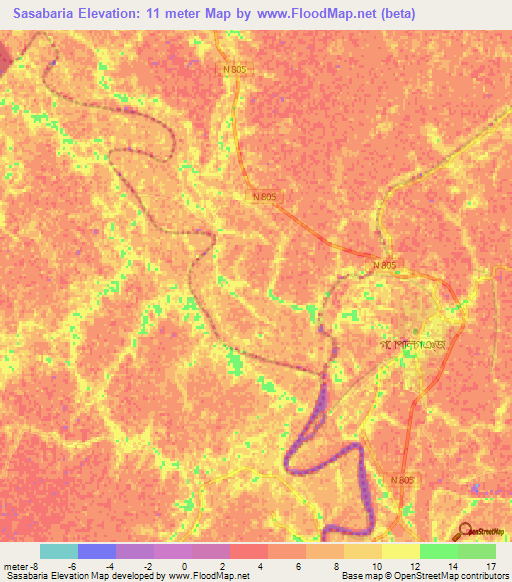 Sasabaria,Bangladesh Elevation Map