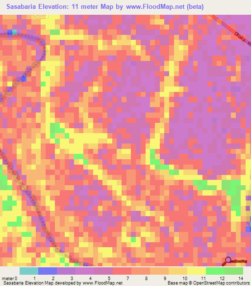 Sasabaria,Bangladesh Elevation Map