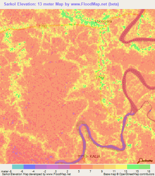 Sarkol,Bangladesh Elevation Map