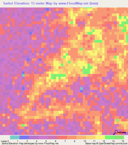 Sarkol,Bangladesh Elevation Map